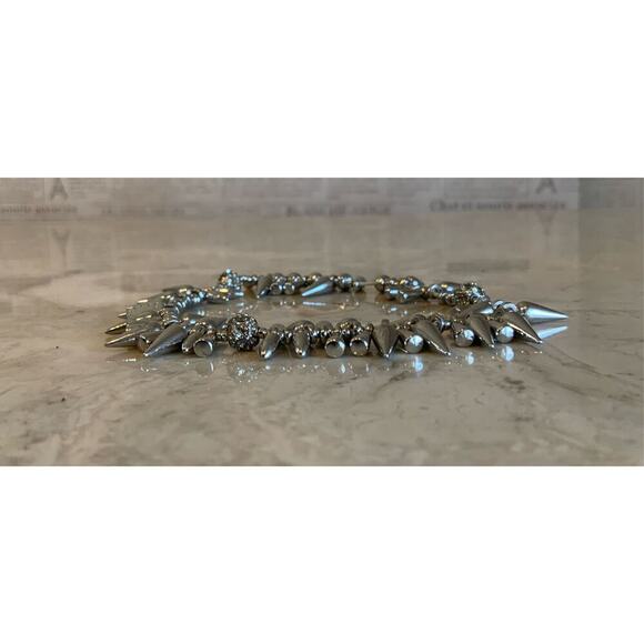 Stella & Dot Renegade Silver Spiked Stretch bracelet - Picture 4 of 6
